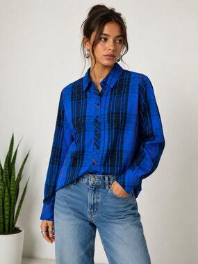 New York & Company 7th Avenue Structured Plaid Button-Down Shirt